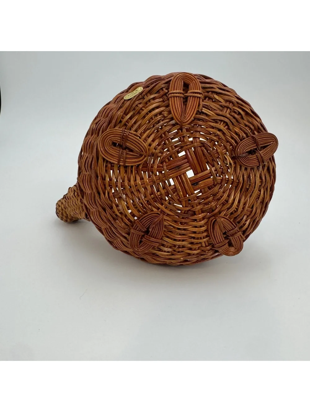 Vintage Woven Wicker Turtle Basket Folk Art English Cottage Decor